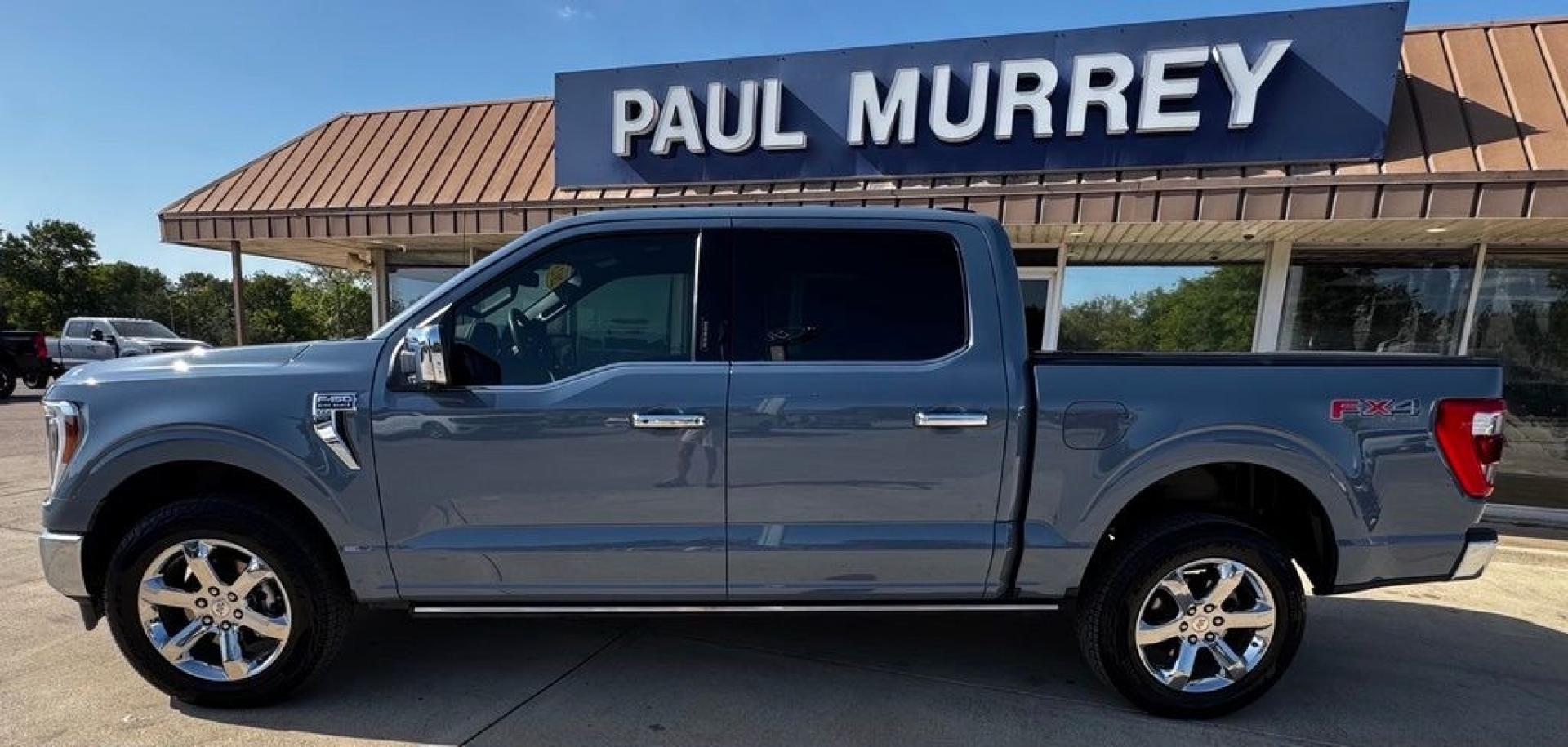 2023 Azure Gray Metallic /Java Ford F-150 King Ranch (1FTFW1E82PF) with an 3.5L V6 EcoBoost engine, Automatic transmission, located at 1105 E Mulberry, Kaufman, TX, 75142, (972) 962-2151, 32.589550, -96.300926 - Azure Gray Metallic 2023 Ford F-150 4D SuperCrew King Ranch 4WD 10-Speed Automatic 3.5L V6 EcoBoost 4WD.<br><br><br>Recent Arrival! Odometer is 9636 miles below market average!<br><br><br>Please call Paul Murrey Ford Inc. In Kaufman Texas A Family Dealership Since 1952 Serving the Dallas Fort Worth- Photo#1