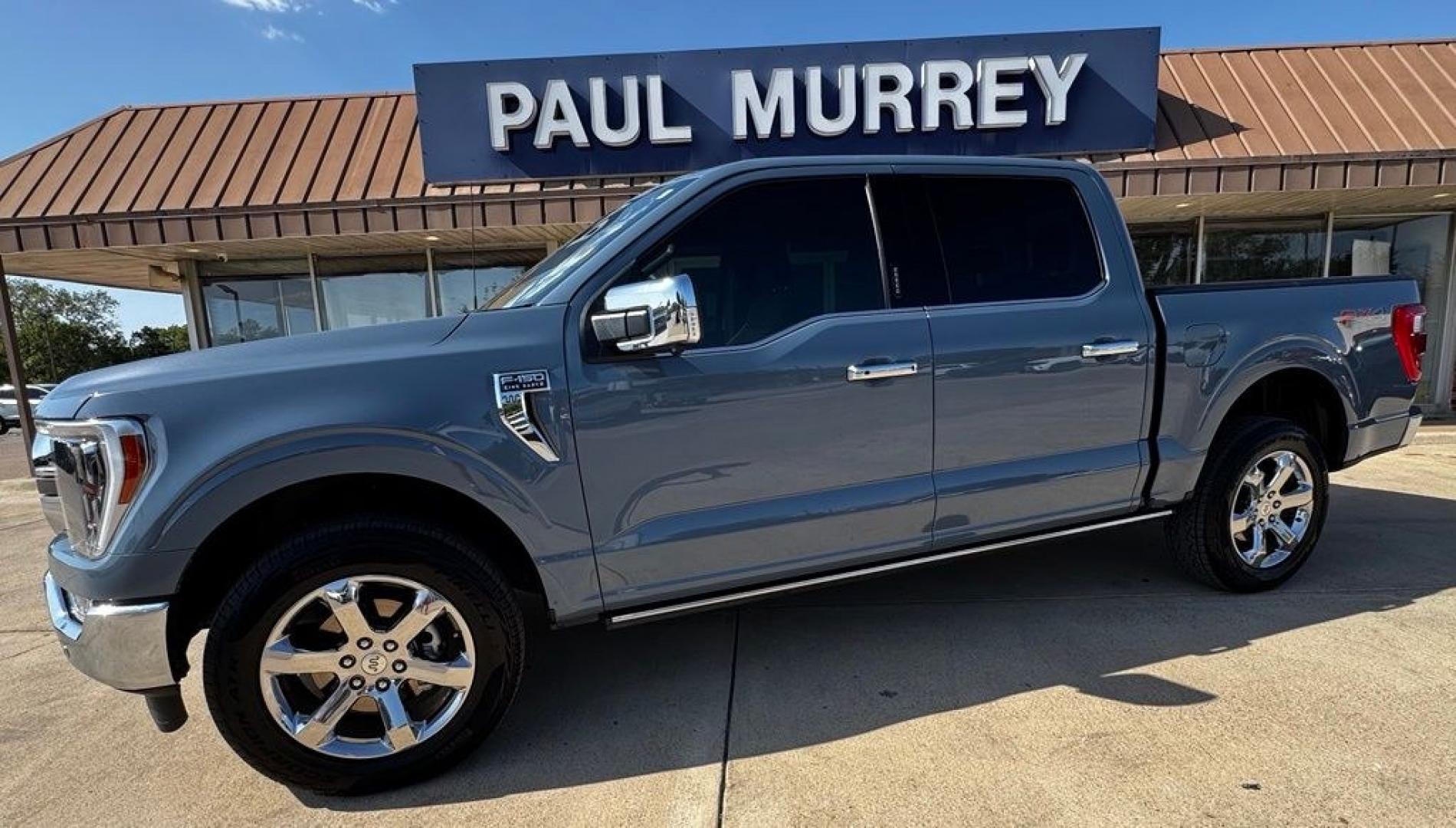2023 Azure Gray Metallic /Java Ford F-150 King Ranch (1FTFW1E82PF) with an 3.5L V6 EcoBoost engine, Automatic transmission, located at 1105 E Mulberry, Kaufman, TX, 75142, (972) 962-2151, 32.589550, -96.300926 - Azure Gray Metallic 2023 Ford F-150 4D SuperCrew King Ranch 4WD 10-Speed Automatic 3.5L V6 EcoBoost 4WD.<br><br><br>Recent Arrival! Odometer is 9636 miles below market average!<br><br><br>Please call Paul Murrey Ford Inc. In Kaufman Texas A Family Dealership Since 1952 Serving the Dallas Fort Worth- Photo#2