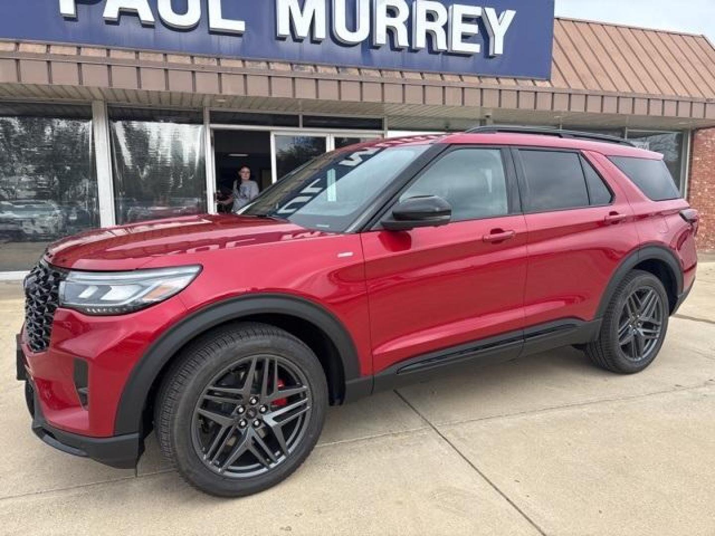 2025 Red Metallic /Onyx Ford Explorer ST-Line (1FMUK8KH9SG) with an 2.3L EcoBoost I-4 engine, Automatic transmission, located at 1105 E Mulberry, Kaufman, TX, 75142, (972) 962-2151, 32.589550, -96.300926 - Red Metallic 2025 Ford Explorer 4D Sport Utility ST-Line 4WD 10-Speed Automatic 2.3L EcoBoost I-4 4WD.<br><br>20/27 City/Highway MPG<br><br><br>Please call Paul Murrey Ford Inc. In Kaufman Texas A Family Dealership Since 1952 Serving the Dallas Fort Worth and East Texas areas for over 70 years. Plea - Photo#2