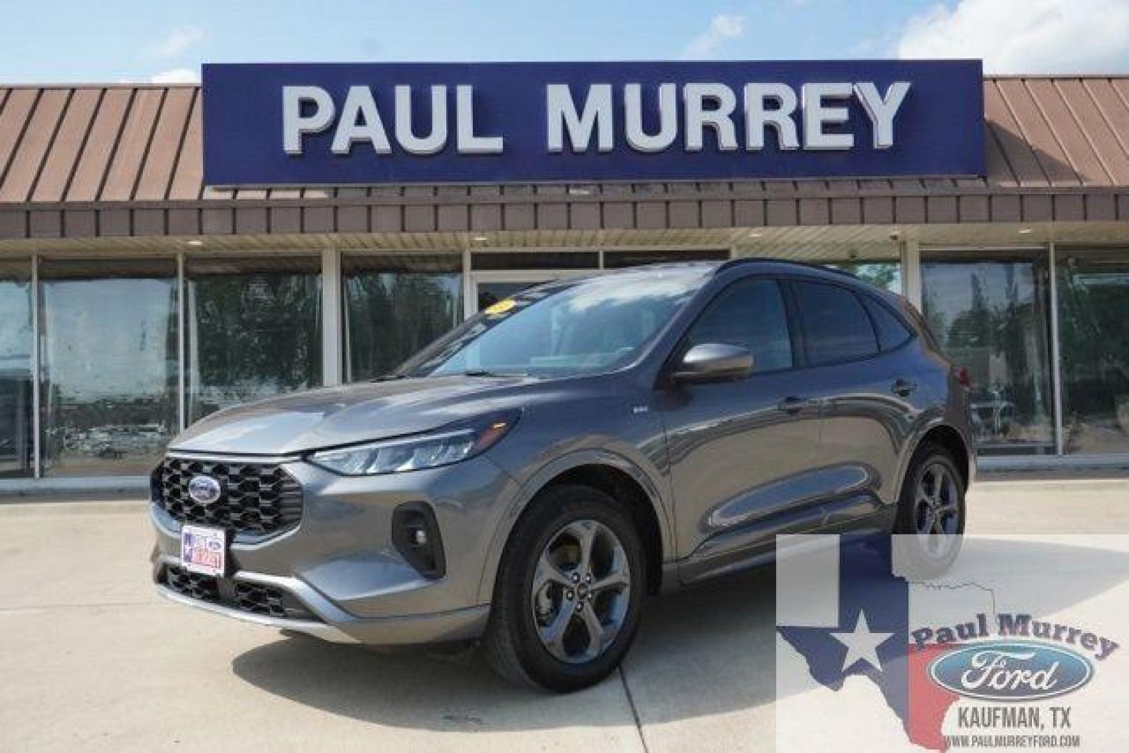 2024 Gray Metallic /Ebony Ford Escape ST-Line Select (1FMCU9NA8RU) with an EcoBoost 2.0L I4 GTDi DOHC Turbocharged VCT engine, Automatic transmission, located at 1105 E Mulberry, Kaufman, TX, 75142, (972) 962-2151, 32.589550, -96.300926 - Gray Metallic 2024 Ford Escape 4D Sport Utility ST-Line Select AWD 8-Speed Automatic EcoBoost 2.0L I4 GTDi DOHC Turbocharged VCT AWD.<br><br><br>23/31 City/Highway MPG<br><br><br>Please call Paul Murrey Ford Inc. In Kaufman Texas A Family Dealership Since 1952 Serving the Dallas Fort Worth and East - Photo#0