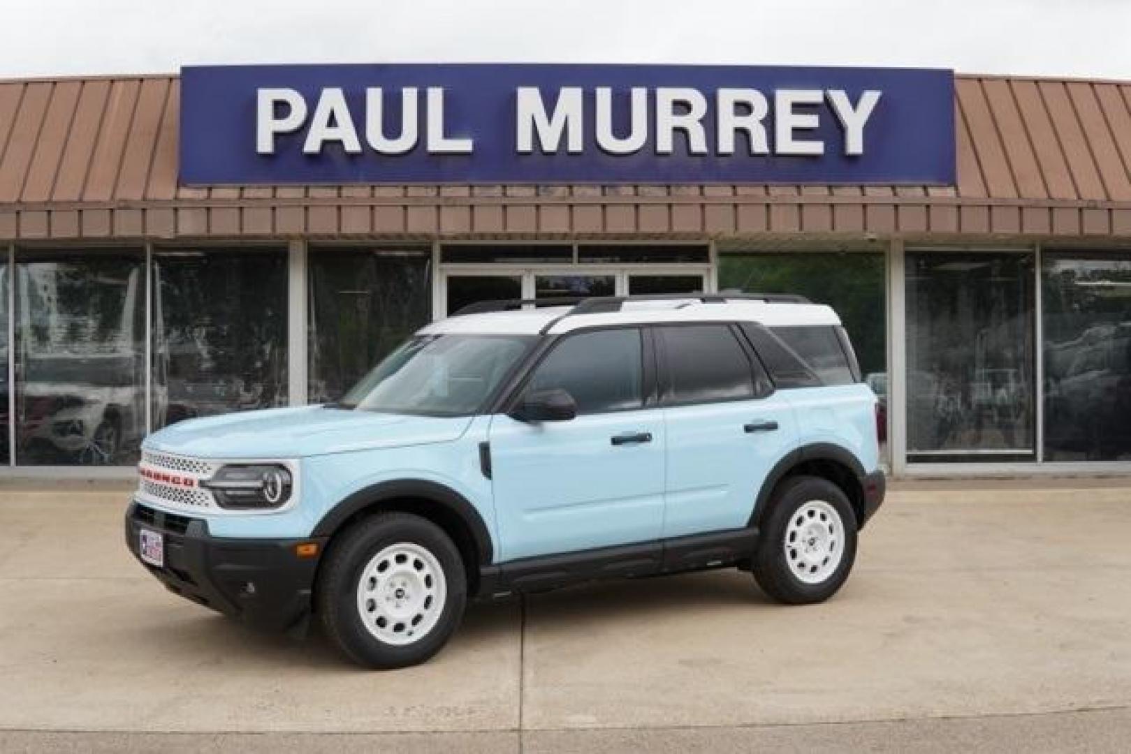2025 Robins Egg Blue /Navy Pier Ford Bronco Sport Heritage (3FMCR9GN2SR) with an 1.5L EcoBoost engine, Automatic transmission, located at 1105 E Mulberry, Kaufman, TX, 75142, (972) 962-2151, 32.589550, -96.300926 - Robins Egg Blue 2025 Ford Bronco Sport 4D Sport Utility Heritage 4WD 8-Speed Automatic 1.5L EcoBoost<br><br>25/30 City/Highway MPG<br><br><br>Please call Paul Murrey Ford Inc. In Kaufman Texas A Family Dealership Since 1952 Serving the Dallas Fort Worth and East Texas areas for over 70 years. Please - Photo#0