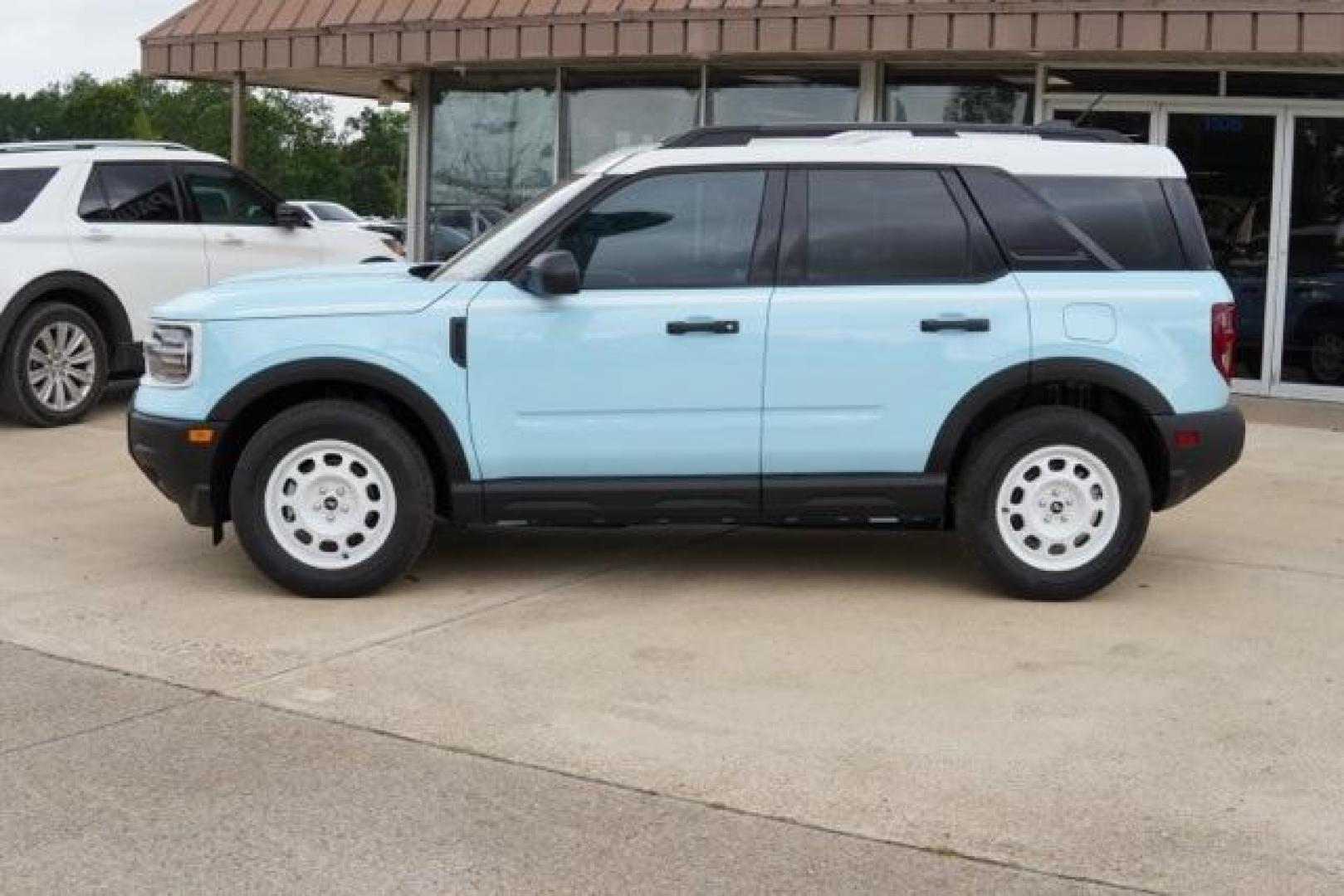 2025 Robins Egg Blue /Navy Pier Ford Bronco Sport Heritage (3FMCR9GN2SR) with an 1.5L EcoBoost engine, Automatic transmission, located at 1105 E Mulberry, Kaufman, TX, 75142, (972) 962-2151, 32.589550, -96.300926 - Robins Egg Blue 2025 Ford Bronco Sport 4D Sport Utility Heritage 4WD 8-Speed Automatic 1.5L EcoBoost<br><br>25/30 City/Highway MPG<br><br><br>Please call Paul Murrey Ford Inc. In Kaufman Texas A Family Dealership Since 1952 Serving the Dallas Fort Worth and East Texas areas for over 70 years. Please - Photo#1