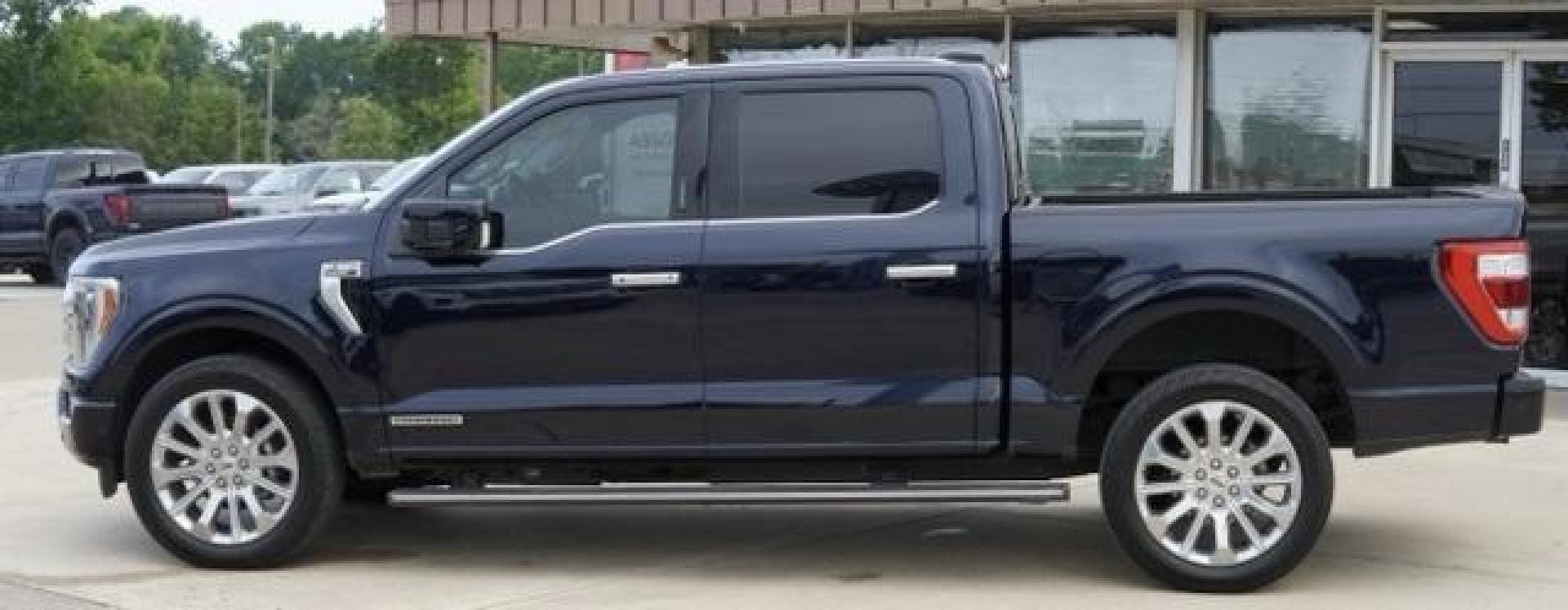 2022 Blue Metallic /Admiral Blue Ford F-150 Limited (1FTFW1ED7NF) with an 3.5L PowerBoost Full-Hybrid V6 engine, Automatic transmission, located at 1105 E Mulberry, Kaufman, TX, 75142, (972) 962-2151, 32.589550, -96.300926 - Photo#1