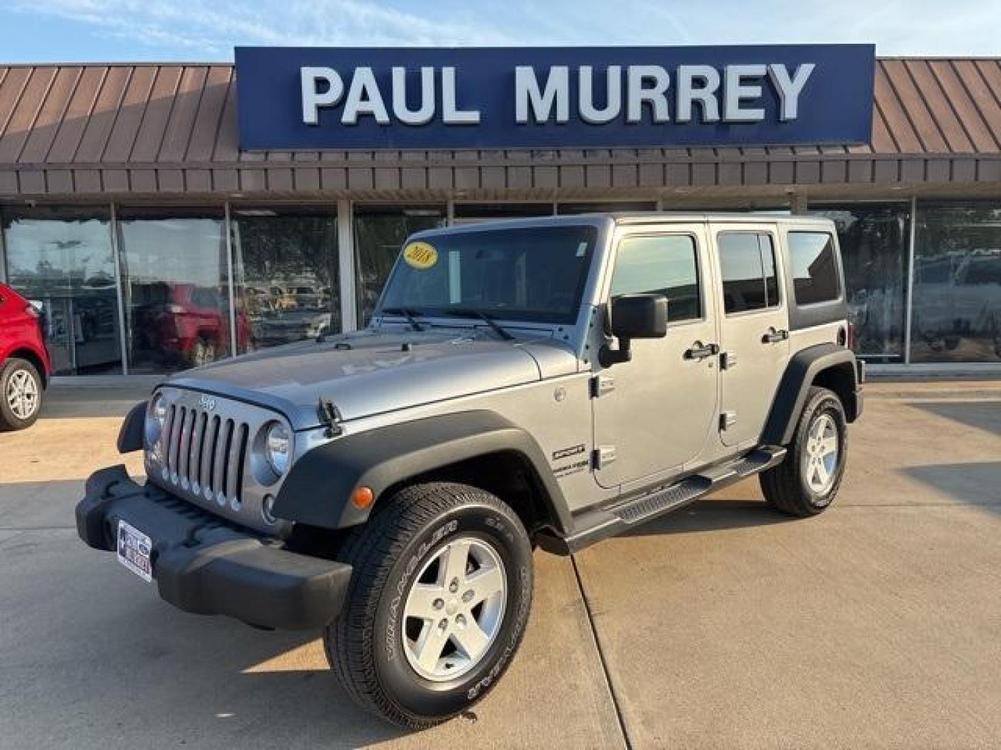 2018 Billet Silver Metallic Clearcoat /Black Jeep Wrangler JK Unlimited Sport (1C4BJWDG6JL) with an 3.6L V6 24V VVT engine, Automatic transmission, located at 1105 E Mulberry, Kaufman, TX, 75142, (972) 962-2151, 32.589550, -96.300926 - Photo#0