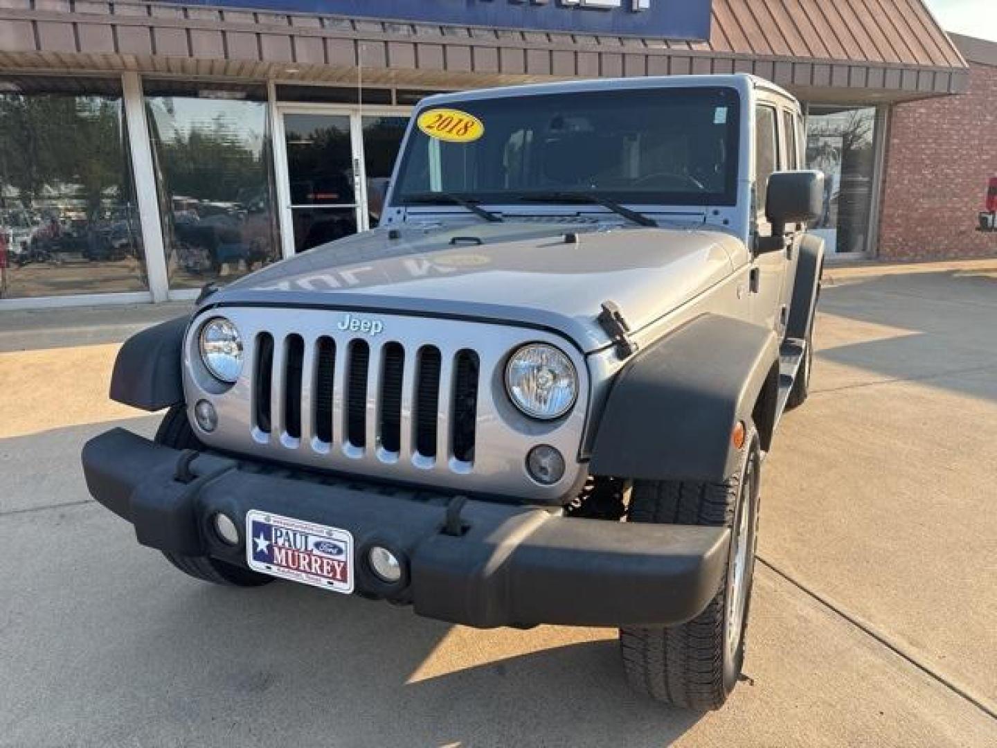 2018 Billet Silver Metallic Clearcoat /Black Jeep Wrangler JK Unlimited Sport (1C4BJWDG6JL) with an 3.6L V6 24V VVT engine, Automatic transmission, located at 1105 E Mulberry, Kaufman, TX, 75142, (972) 962-2151, 32.589550, -96.300926 - Photo#1