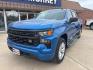 2022 Glacier Blue Metallic /Black Chevrolet Silverado 1500 Custom (1GCPABEK5NZ) with an 2.7L Turbo engine, Automatic transmission, located at 1105 E Mulberry, Kaufman, TX, 75142, (972) 962-2151, 32.589550, -96.300926 - Glacier Blue Metallic 2022 Chevrolet Silverado 1500 4D Crew Cab Custom RWD 8-Speed Automatic 2.7L Turbo 8-Speed Automatic, Black Cloth. Priced below KBB Fair Purchase Price!<br><br><br>Odometer is 21114 miles below market average!<br><br><br>Please call Paul Murrey Ford Inc. In Kaufman Texas A Famil - Photo#1