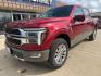 2026 Ruby Red Metallic Tinted Clearcoat /Kr Bucket Seats Ford F-150 King Ranch (1FTFW6L85TF) with an 3.5L V6 EcoBoost engine, Automatic transmission, located at 1105 E Mulberry, Kaufman, TX, 75142, (972) 962-2151, 32.589550, -96.300926 - 4WD.<br>Ruby Red Metallic Tinted Clearcoat 2026 Ford F-150 4D SuperCrew King Ranch 4WD 10-Speed Automatic 3.5L V6 EcoBoost 18/23 City/Highway MPG Price includes: $500 - Retail Customer Cash. Exp. 04/30/2026 - Photo#1